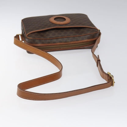 Celine Vintage Macadam Shoulder Bag Canvas and Leather, Brown, Canvas, Shoulder Bag