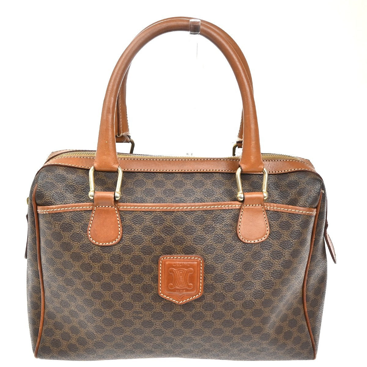 Celine Macadam Handbag Macadam with leather, BROWN, PVC, Handbag
