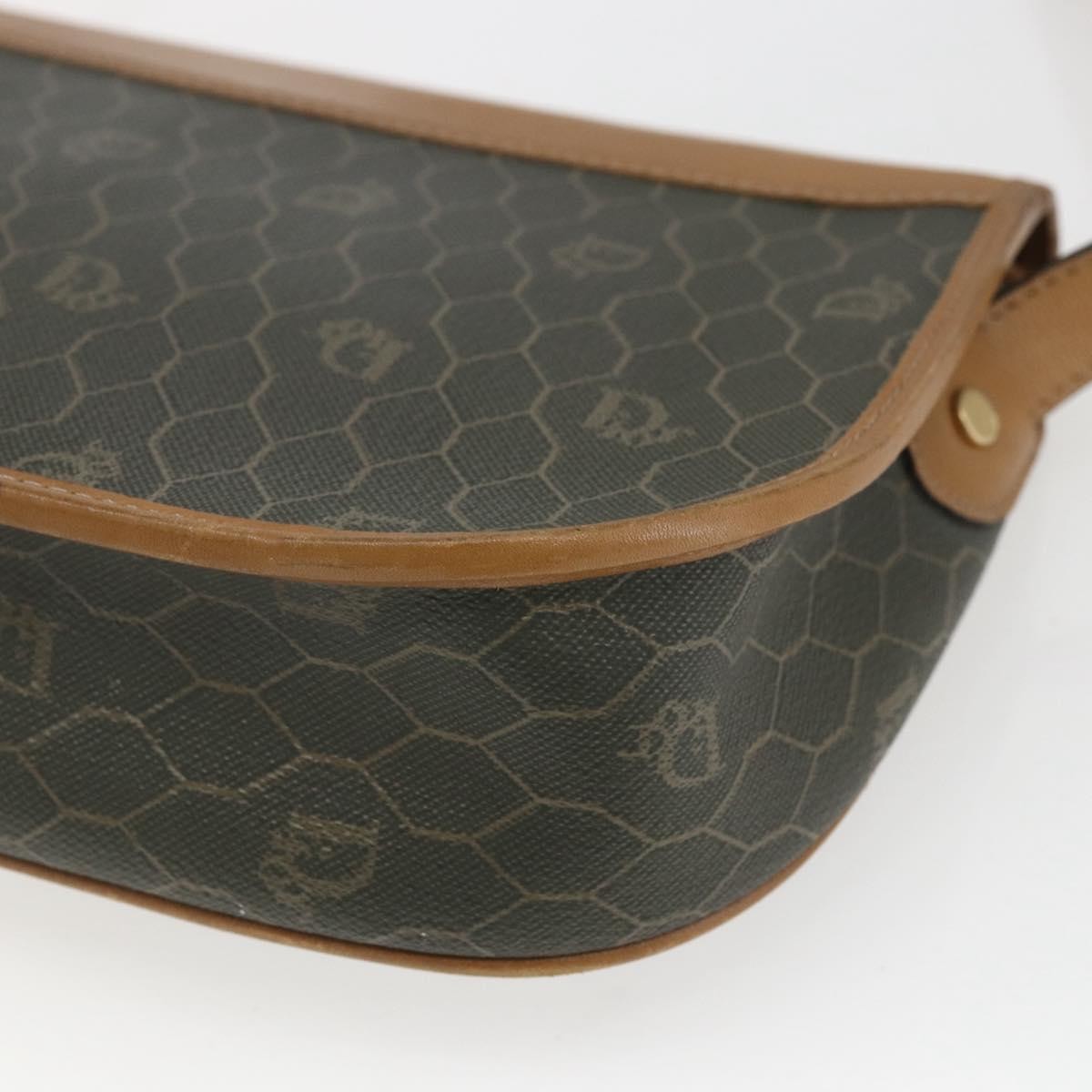 Christian Dior Vintage Honeycomb Flap Crossbody Bag Canvas and Leather, KHAKI, CANVAS, Shoulder bag