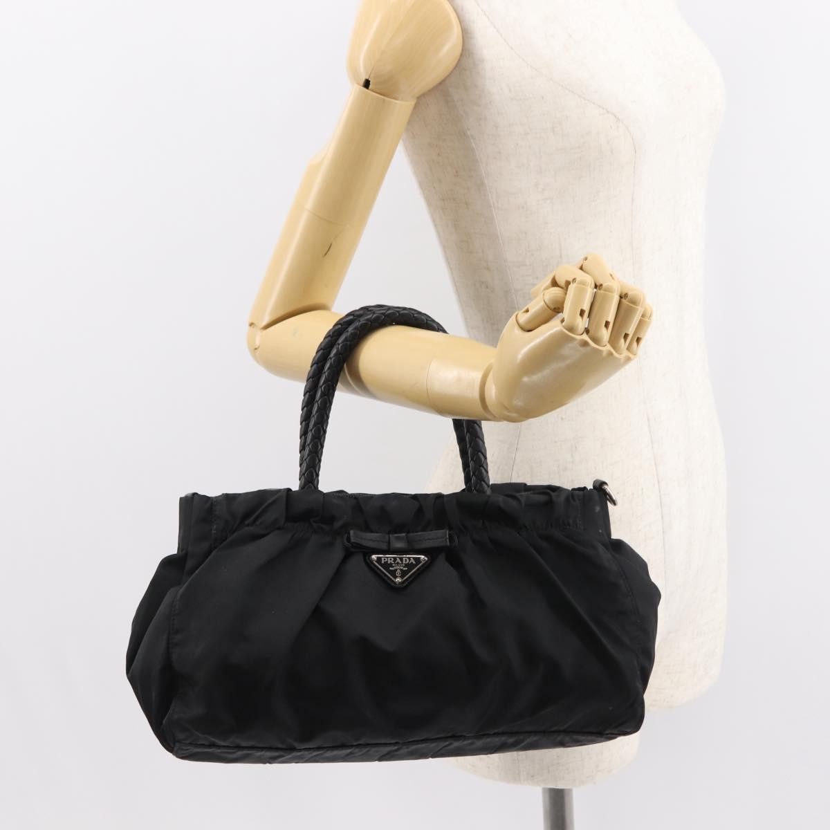Prada Bow Convertible Tote Tessuto, BLACK, NYLON, Handbag
