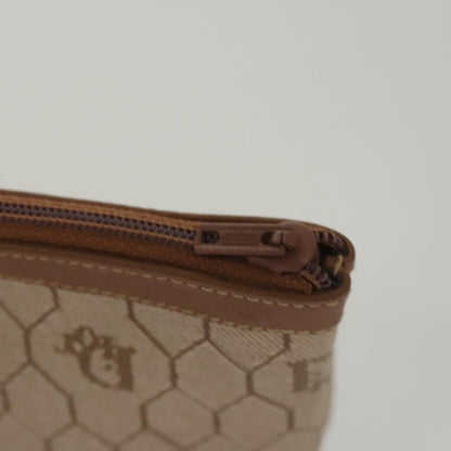 Christian Dior Vintage Honeycomb Zip Pouch Coated Canvas, BEIGE, PVC, Clutche & pouche