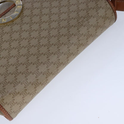 Celine Vintage Macadam Circle Logo Shoulder Bag Canvas and Leather, Beige, Canvas, Shoulder Bag