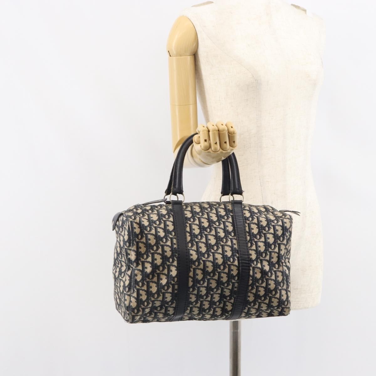Christian Dior Vintage Trotter Boston Bag Diorissimo Canvas, NAVY, CANVAS, Handbag