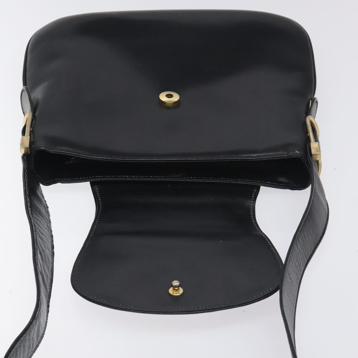 Gucci Vintage Flap Shoulder Bag Leather, BLACK, LEATHER, Shoulder bag