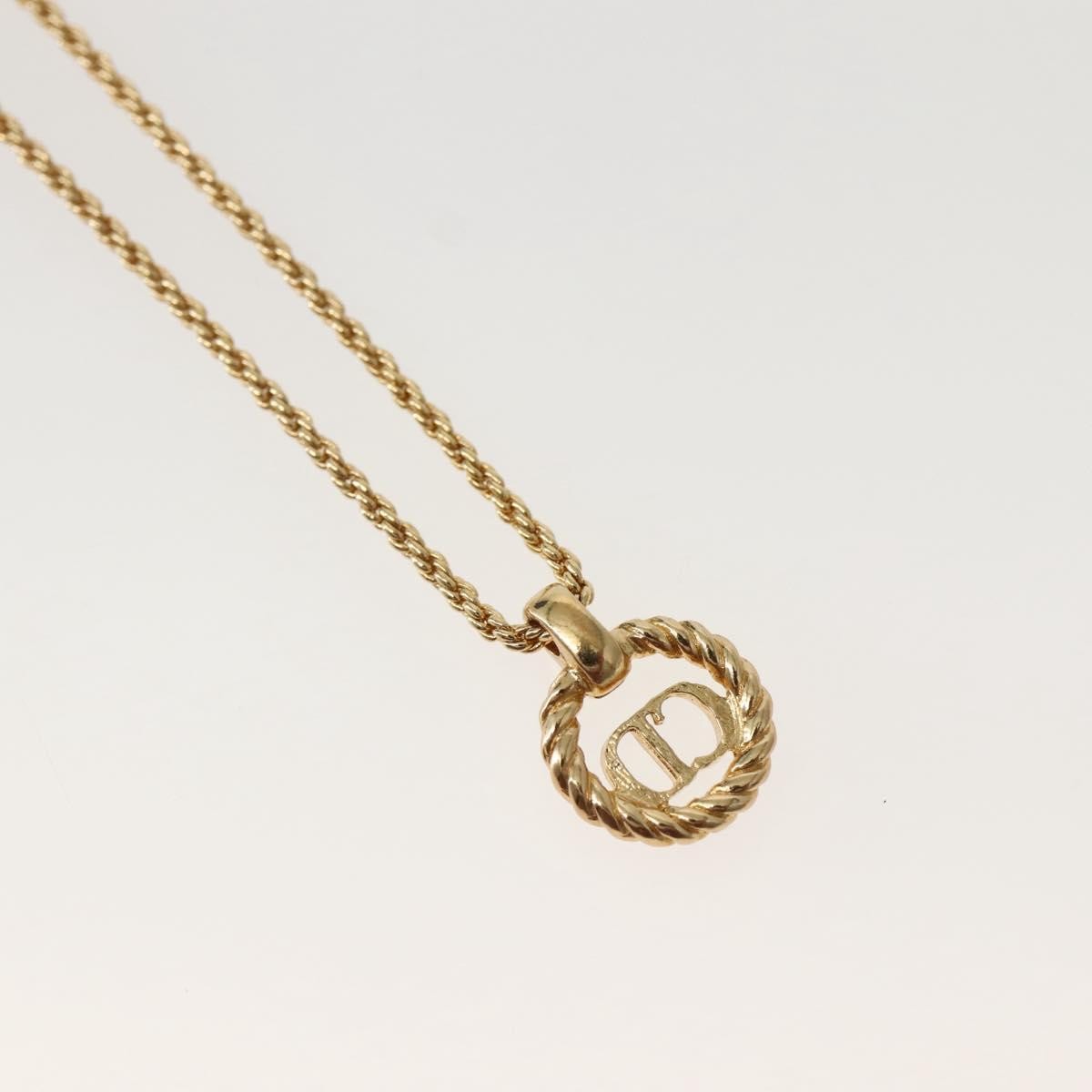 Christian Dior CD Pendant Necklace Metal, GOLD, METAL, Necklace
