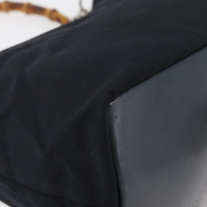 Gucci Vintage Bamboo Hobo Nylon, Navy, Nylon, Shoulder Bag