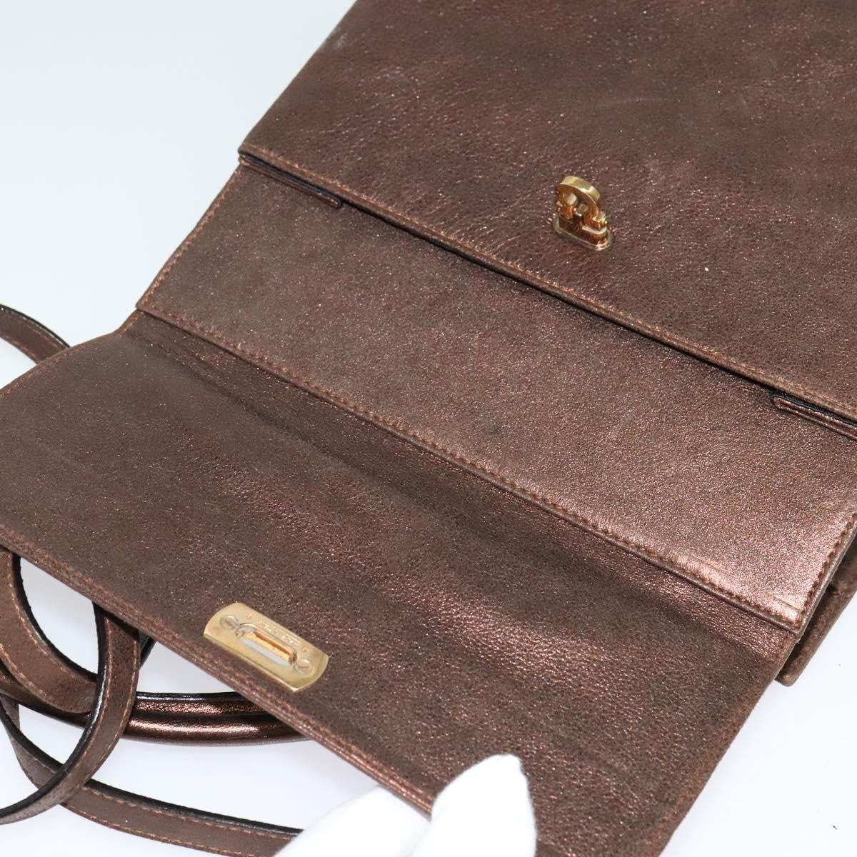 Salvatore Ferragamo Gancini Shoulder Bag Leather, BROWN, LEATHER, Shoulder bag