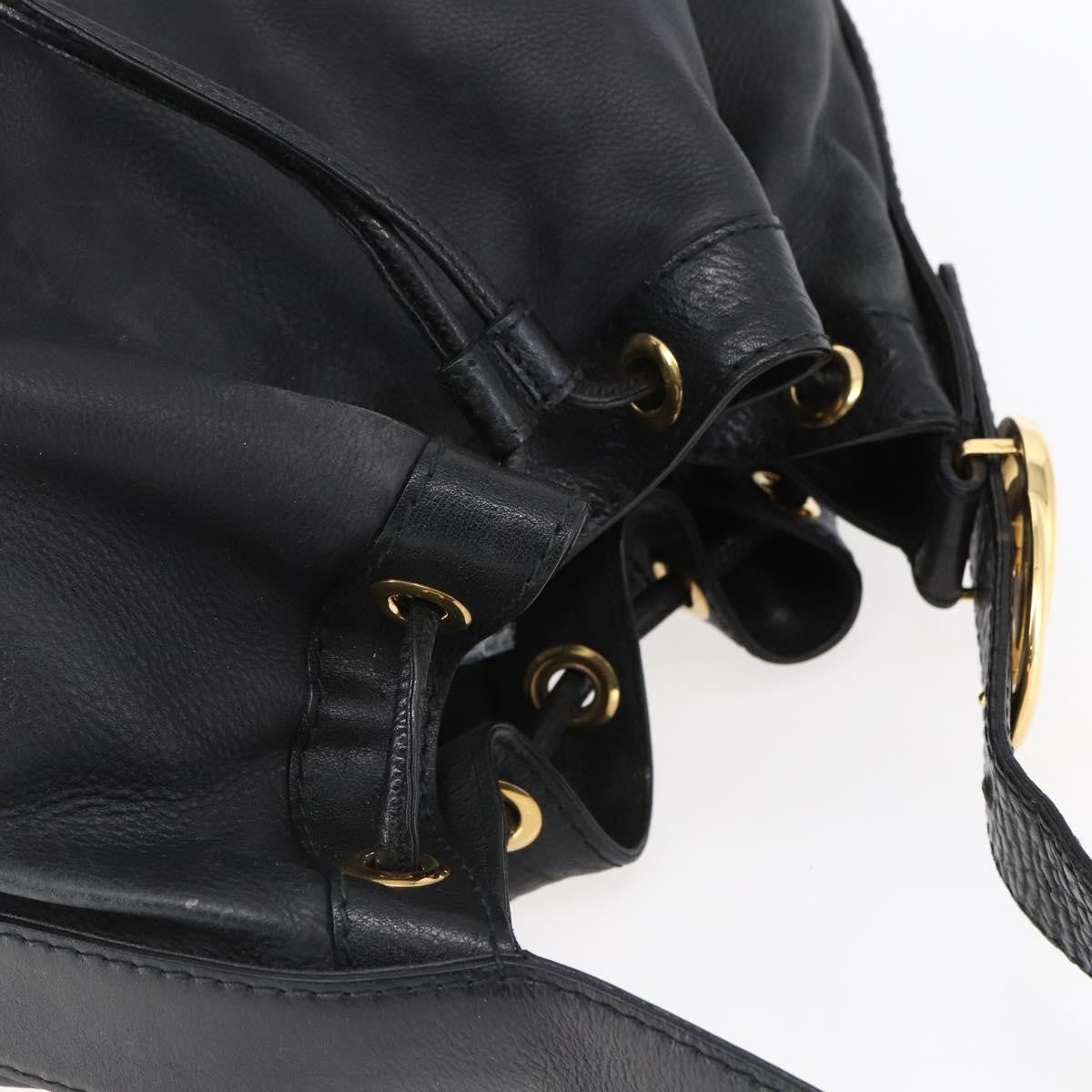 Gucci Interlocking Icon Drawstring Hobo Leather, BLACK, LEATHER, Shoulder bag