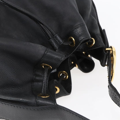 Gucci Interlocking Icon Drawstring Hobo Leather, BLACK, LEATHER, Shoulder bag