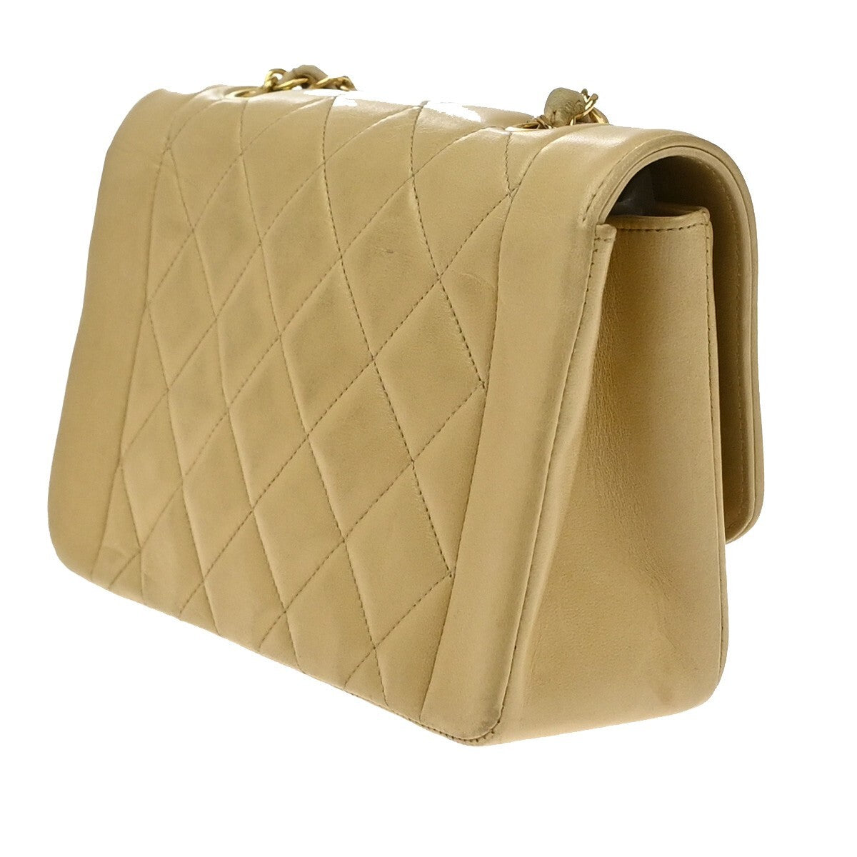 Chanel Vintage Diana Flap Bag Quilted Lambskin, BEIGE, LEATHER, Shoulder bag