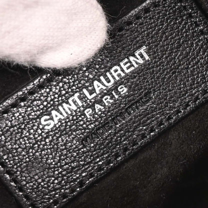 Saint Laurent Fringe Emmanuelle Bucket Bag Studded Leather, BLACK, LEATHER, Shoulder bag