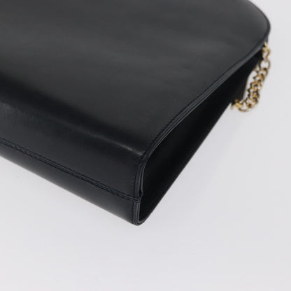 Salvatore Ferragamo Vintage Gancini Chain Shoulder Bag Leather, NAVY, LEATHER, Shoulder bag