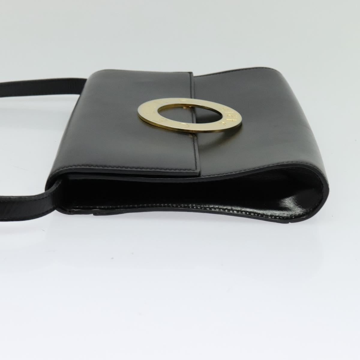 Celine Vintage Circle Logo Crossbody Bag Leather, BLACK, LEATHER, Crossbody bag