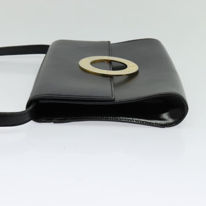 Celine Vintage Circle Logo Crossbody Bag Leather, BLACK, LEATHER, Crossbody bag
