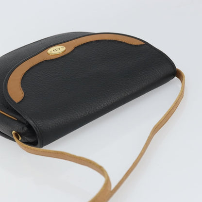 Christian Dior Vintage CD Flap Shoulder Bag Leather, BLACK, LEATHER, Shoulder bag