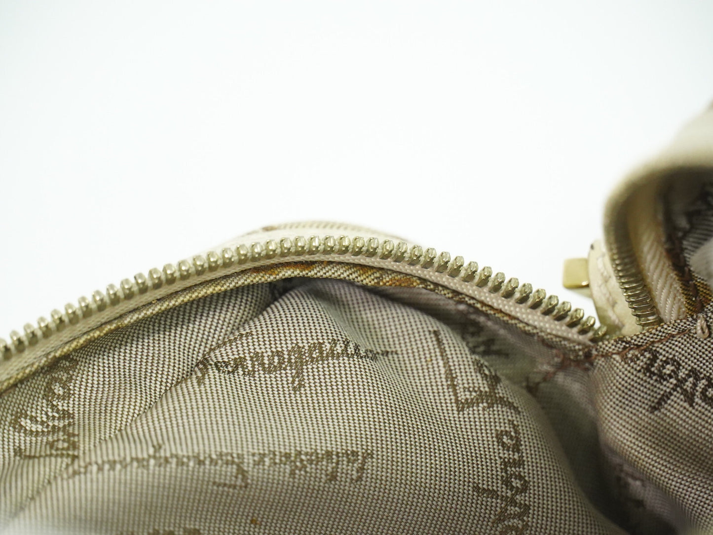 Salvatore Ferragamo Gancini Shoulder Bag Canvas, BEIGE, CANVAS, Shoulder bag