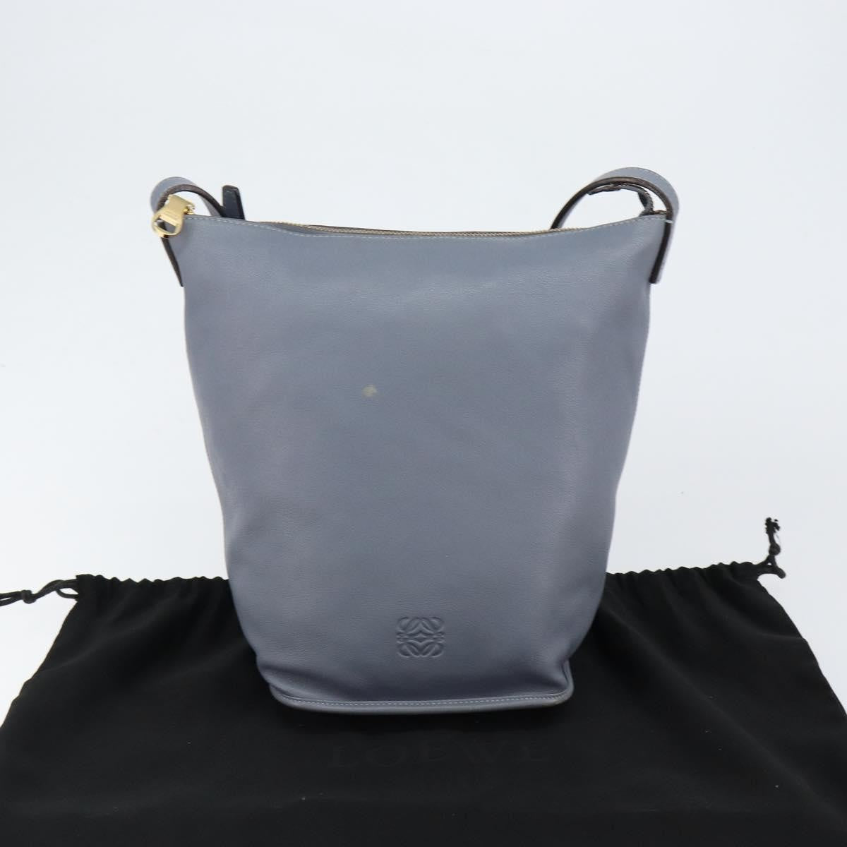 Loewe Anagram Shoulder Bag Leather, BLUE, LEATHER, Shoulder bag