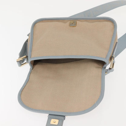 Fendi Logo Flap Shoulder Bag Canvas, BEIGE, CANVAS, Shoulder bag