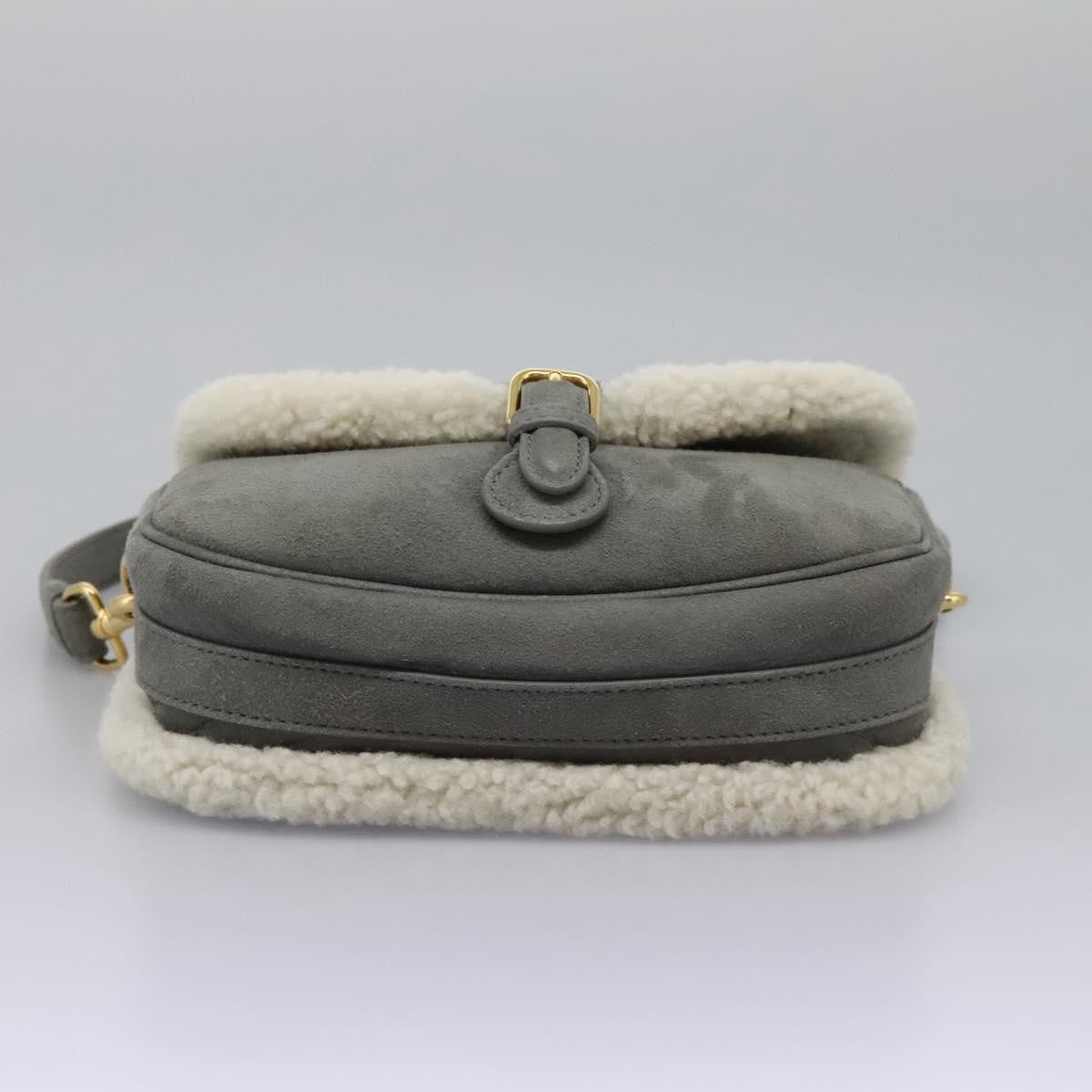 Christian Dior Bobby Flap Bag Shearling and Suede, GRAY, SUEDE, Shoulder bag