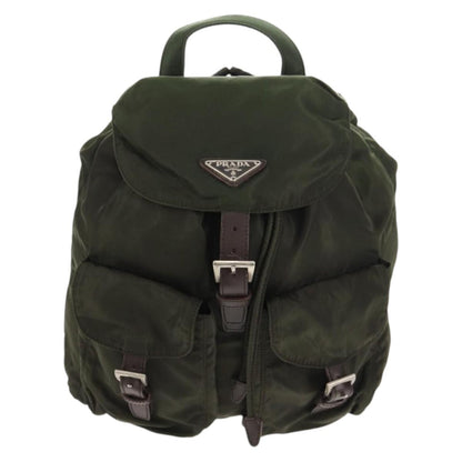 Prada Double Front Pocket Backpack Tessuto, KHAKI, NYLON, Backpack