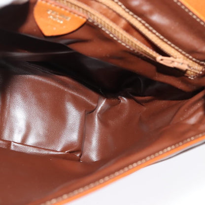 Celine Vintage Circle Logo Crossbody Bag Leather, BROWN, LEATHER, Crossbody bag