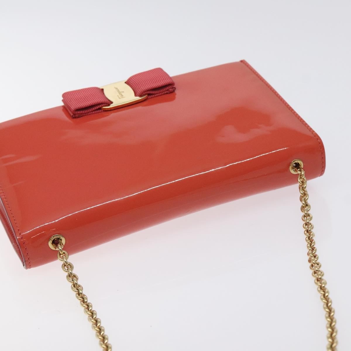 Salvatore Ferragamo Ginny Crossbody Bag Patent, ORANGE, PATENT_LEATHER, Shoulder bag