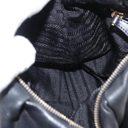Prada Lux Chain Strap Hobo Soft Calf, BLACK, LEATHER, Shoulder bag