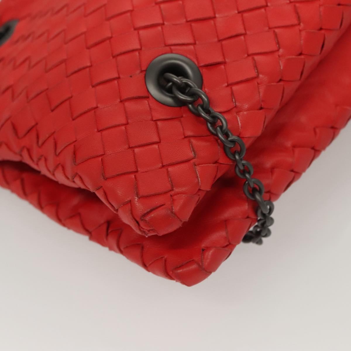 Bottega Veneta Intrecciato Leather, RED, LEATHER, Shoulder bag