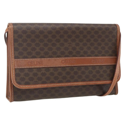Celine Vintage Macadam Shoulder Bag Canvas and Leather, BROWN, CANVAS, Shoulder bag