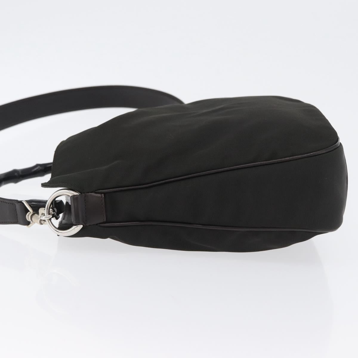 Gucci Vintage Bamboo Handle Bag Nylon, BLACK, NYLON, Handbag