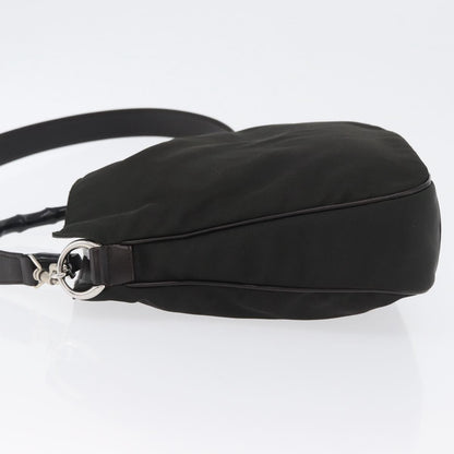 Gucci Vintage Bamboo Handle Bag Nylon, BLACK, NYLON, Handbag