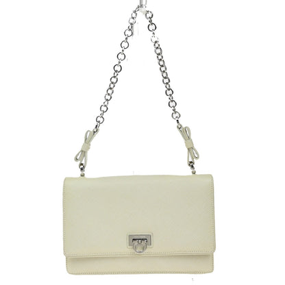 Salvatore Ferragamo Gancini Shoulder Bag Leather, WHITE, LEATHER, Shoulder bag