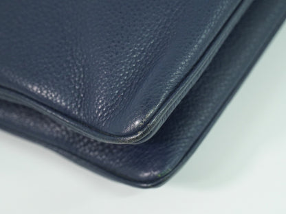 Prada Double Zip Crossbody Bag Vitello Daino, NAVY, LEATHER, Shoulder bag