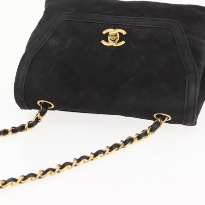 Chanel Vintage Clutch Pleated Leather, BLACK, SUEDE, Clutche & pouche