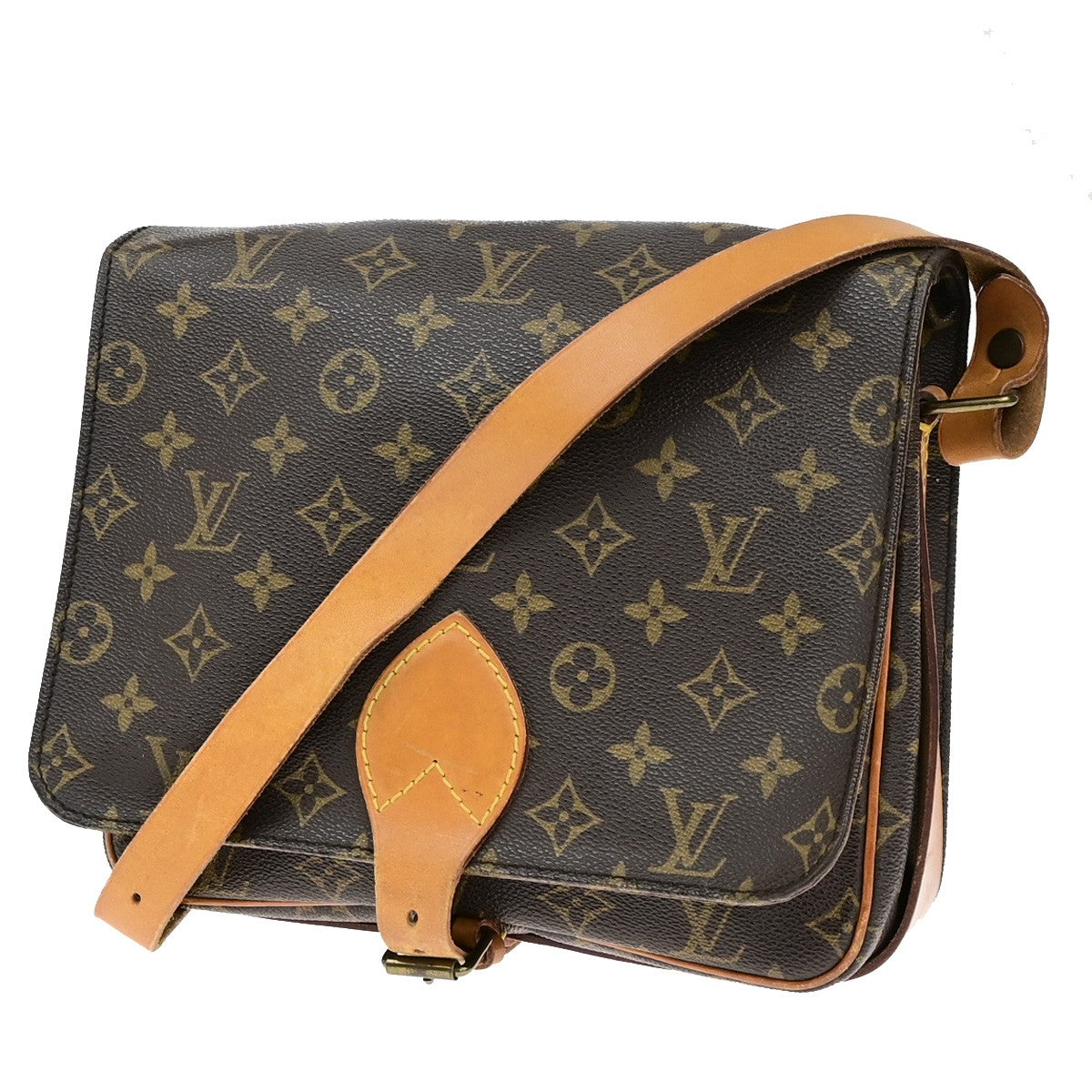 Louis Vuitton Cartouchiere Handbag Monogram Canvas, BROWN, LEATHER, Shoulder bag