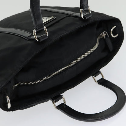 Prada Convertible Zip Tote Tessuto with Leather, BLACK, NYLON, Tote bag