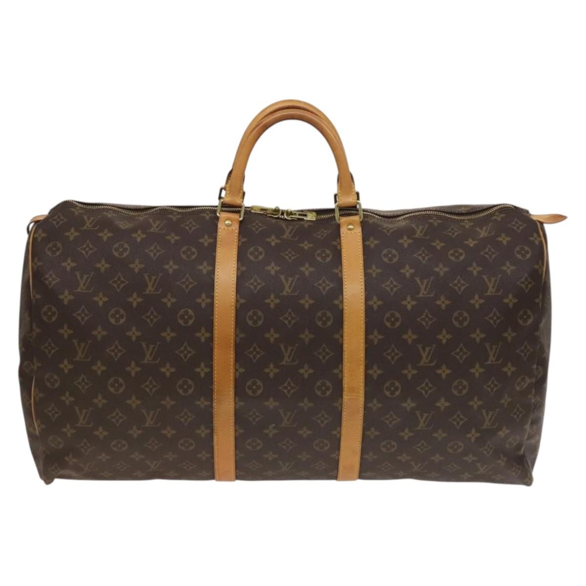 Louis Vuitton Keepall Bag Monogram Canvas, BROWN, CANVAS, Travel bag