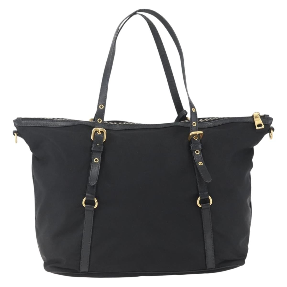 Prada Belted Tote Tessuto, BLACK, NYLON, Tote bag