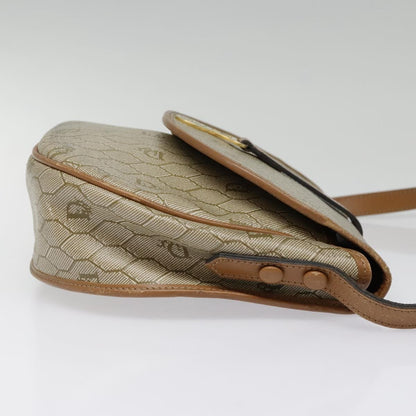 Christian Dior Vintage Honeycomb Flap Crossbody Bag Coated Canvas, BEIGE, CANVAS, Crossbody bag