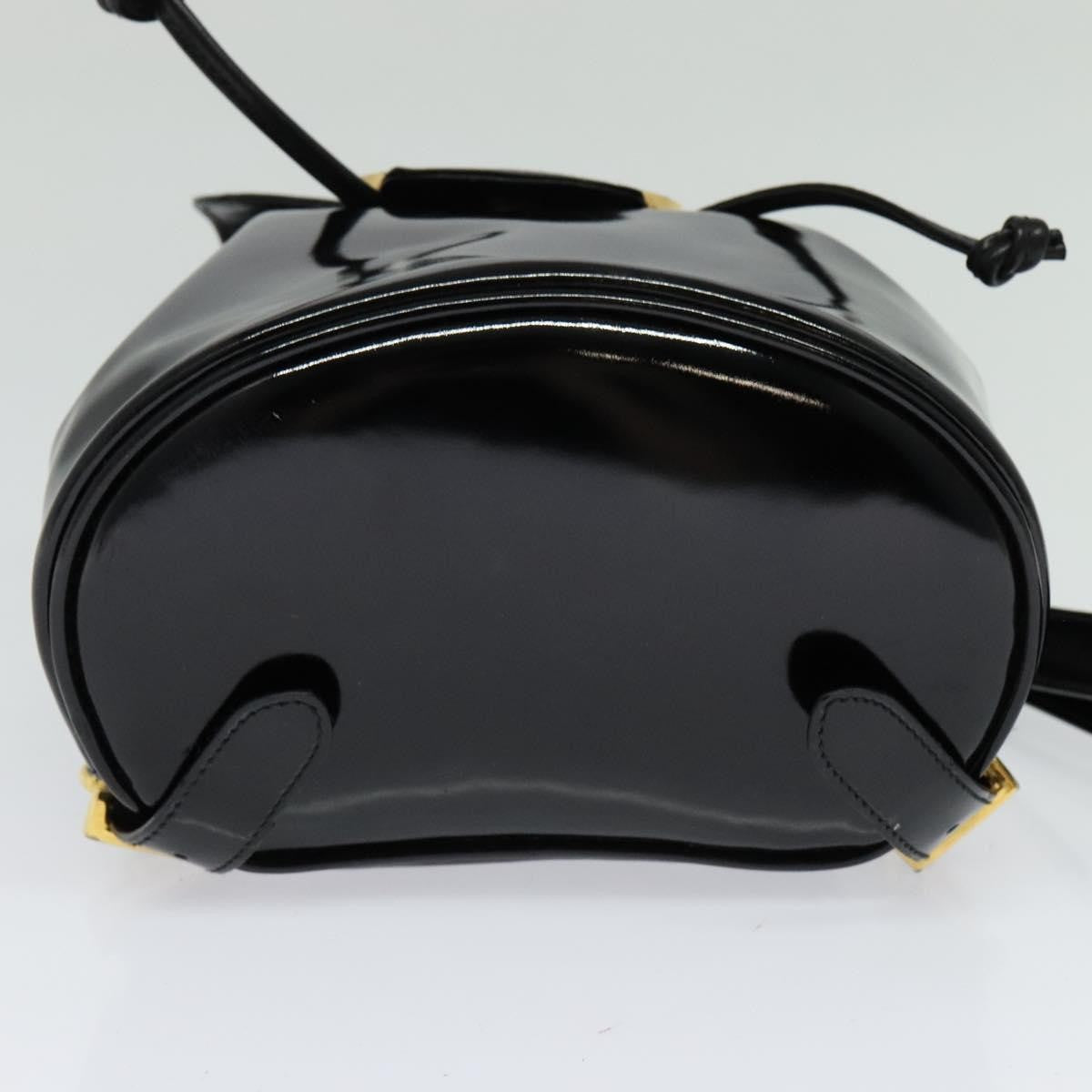 Salvatore Ferragamo Gancini Flap Drawstring Backpack Patent leather, BLACK, PATENT_LEATHER, Backpack
