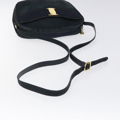 Salvatore Ferragamo Vala Shoulder Bag Suede, NAVY, SUEDE, Shoulder bag