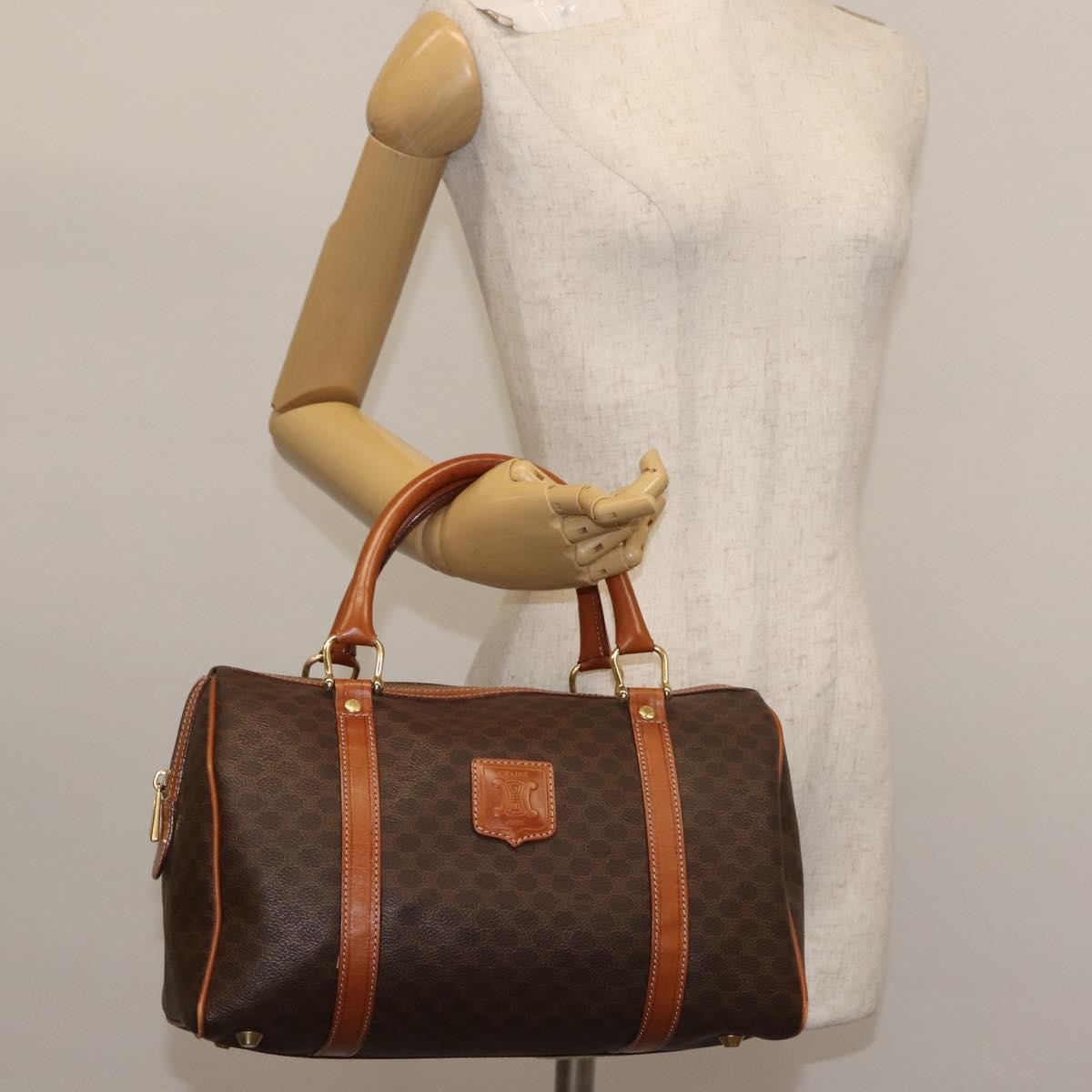 Celine Vintage Boston Bag Macadam Coated Canvas, BROWN, CANVAS, Handbag