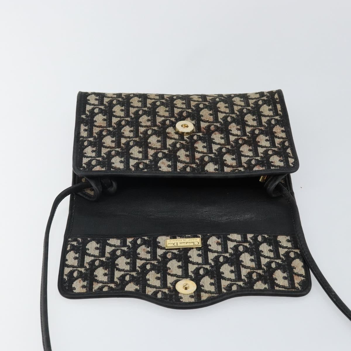 Christian Dior Vintage Trotter Shoulder Bag Canvas, NAVY, CANVAS, Shoulder bag