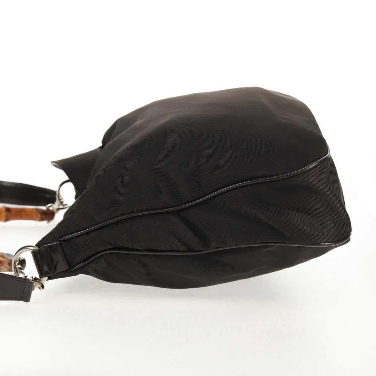 Gucci Vintage Bamboo Shoulder Bag Nylon, BROWN, NYLON, Shoulder bag
