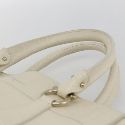 Salvatore Ferragamo Gancini handbag Leather, WHITE, LEATHER, Handbag