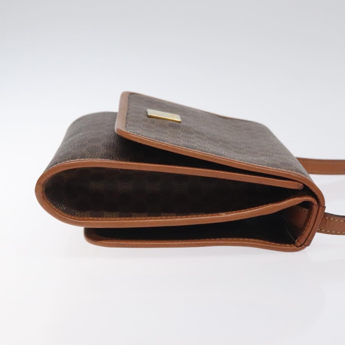 Celine Vintage Macadam Shoulder Bag Canvas and Leather, Brown, Canvas, Shoulder Bag