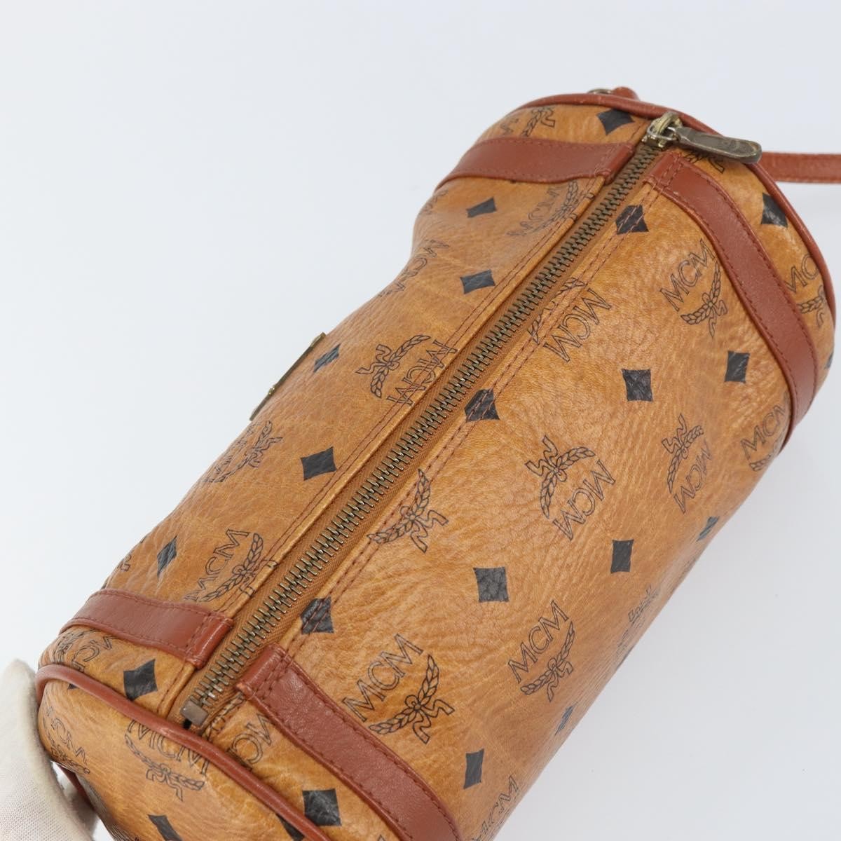 MCM Visetos Shoulder bag Canvas and Leather, BROWN, CANVAS, Shoulder bag
