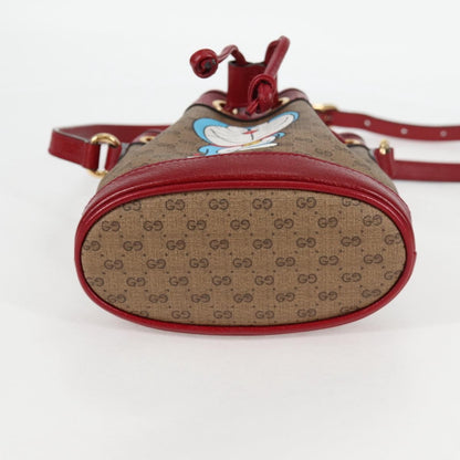 Gucci Doraemon Bucket Bag Printed Mini GG Coated Canvas, BEIGE, PVC, Handbag