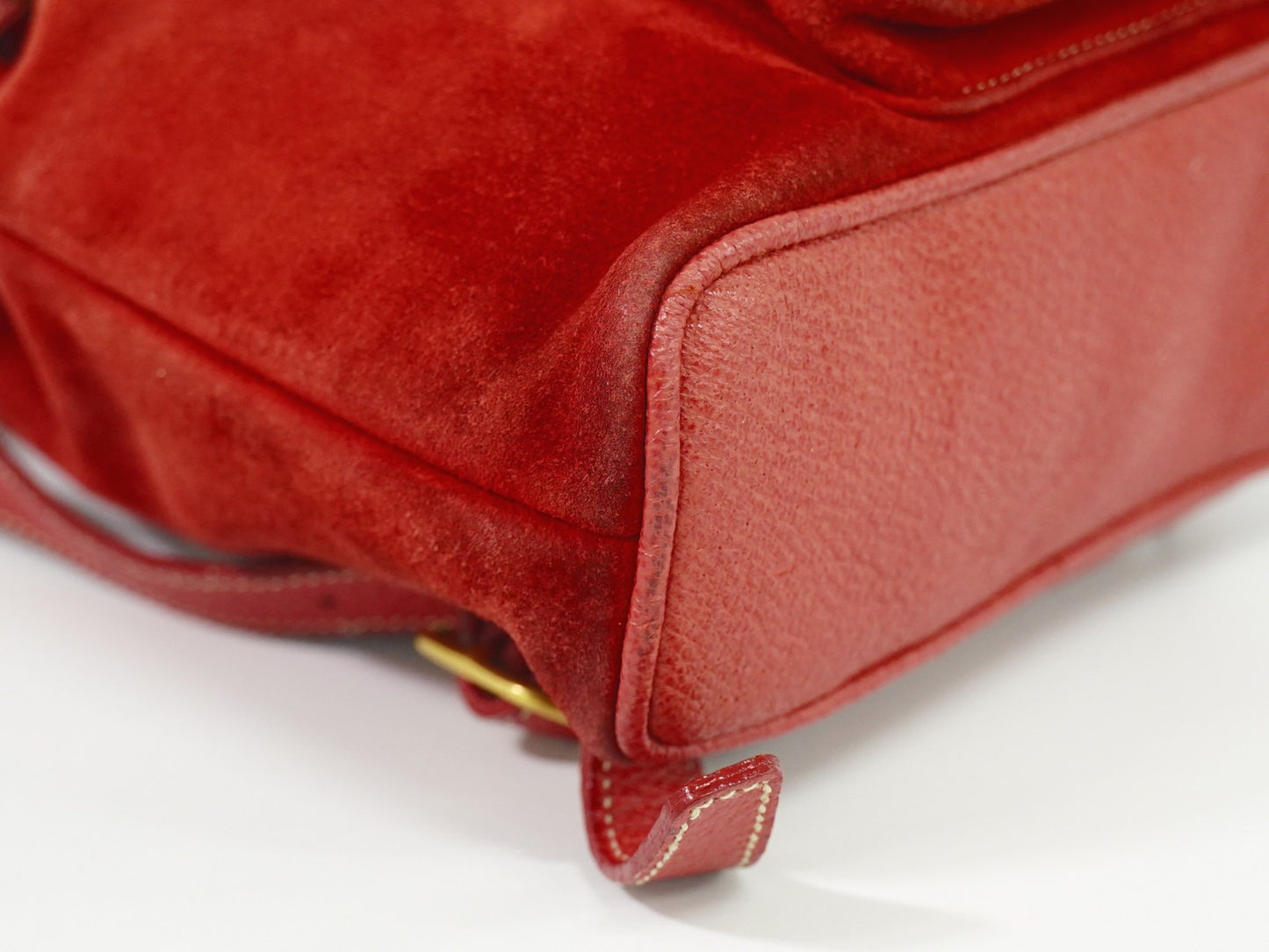 Gucci Gucci bamboo backpack daim, RED, SUEDE, Backpack