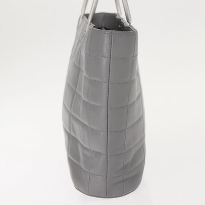 Chanel Vintage Chocolate Bar Metal Ring Tote Quilted Lambskin, GRAY, LEATHER, Tote bag